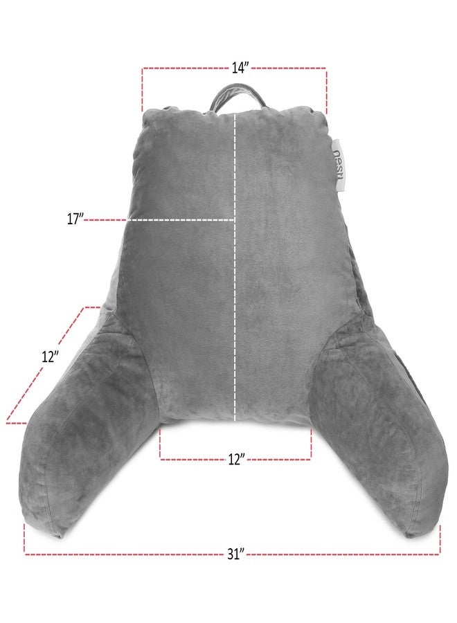 Nestl Reading Pillow with Shredded Memory Foam, Designed for Sitting Up in Bed and Couch, Back and Arms Adjustable Support for Adult & Teens Backrest Pillows for Reading, with Washable Cover Dark Grey - Image 4