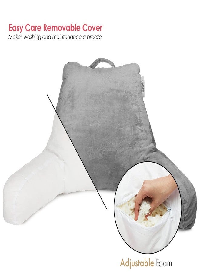 Nestl Reading Pillow with Shredded Memory Foam, Designed for Sitting Up in Bed and Couch, Back and Arms Adjustable Support for Adult & Teens Backrest Pillows for Reading, with Washable Cover Dark Grey - Image 5