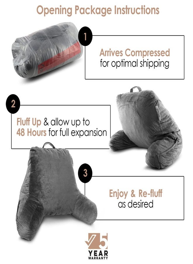 Nestl Reading Pillow with Shredded Memory Foam, Designed for Sitting Up in Bed and Couch, Back and Arms Adjustable Support for Adult & Teens Backrest Pillows for Reading, with Washable Cover Dark Grey - Image 2
