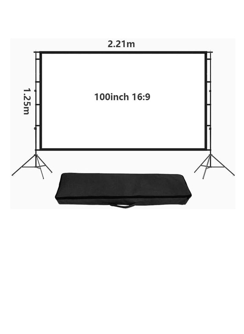 Generic Projector Screen with Stand 100 Inch Portable 16:9 HD 4K Rear Front Projection Movie Screen Wrinkle-Free Double Sided Outdoor Video Display with Frame & Carry Bag for Home Theater Backyard Cinema  - Image 2