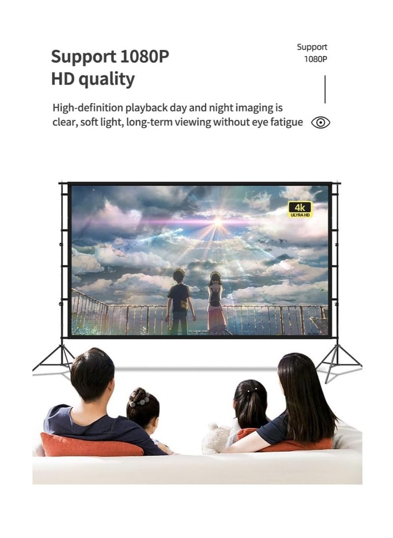 Generic Projector Screen with Stand 100 Inch Portable 16:9 HD 4K Rear Front Projection Movie Screen Wrinkle-Free Double Sided Outdoor Video Display with Frame & Carry Bag for Home Theater Backyard Cinema  - Image 5