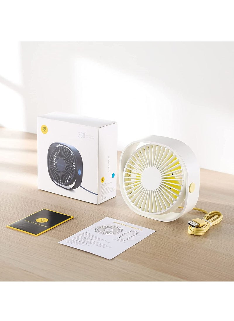Generic SmartDevil Small Personal USB Desk Fan,3 Speeds Portable Desktop Table Cooling Fan Powered by USB,Strong Wind,Quiet Operation,for Home Office Car Outdoor Travel (White)  - Image 3