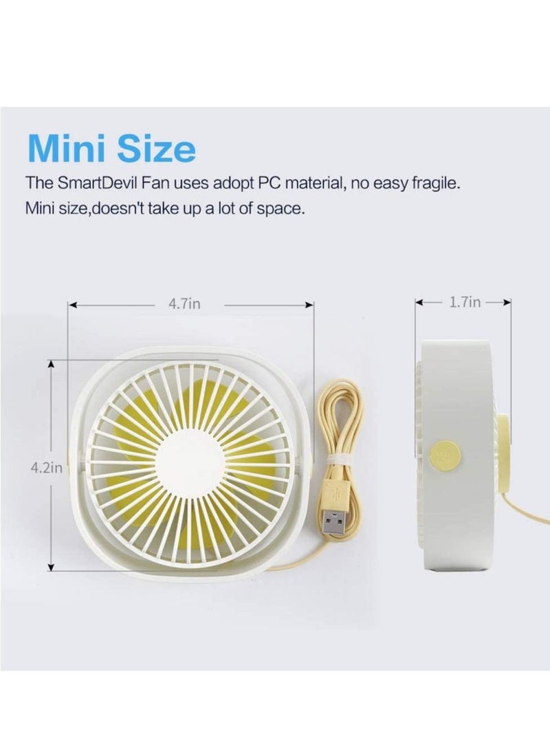 Generic SmartDevil Small Personal USB Desk Fan,3 Speeds Portable Desktop Table Cooling Fan Powered by USB,Strong Wind,Quiet Operation,for Home Office Car Outdoor Travel (White)  - Image 5