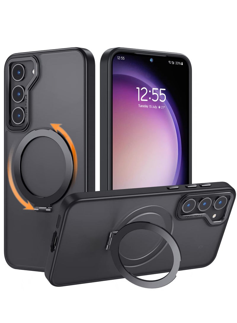 Beauenty for Samsung Galaxy S23 FE Cover with 360° Rotatable Magnetic Ring Stand, TPU Shockproof Bumper, PC Translucent Matte Anti-fingerprint Mobile Phone Case, S23 FE 5G 6.4 inch Slim Fit Back Cover - Image 1