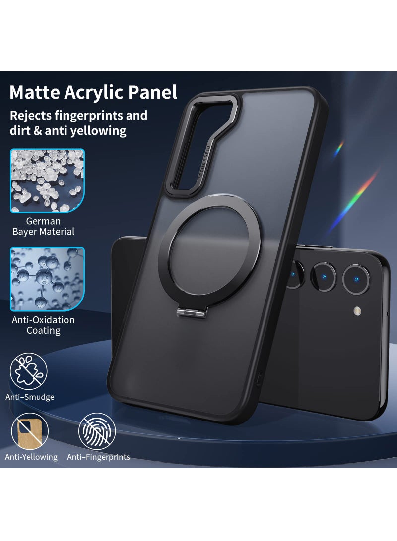 Beauenty for Samsung Galaxy S23 FE Cover with 360° Rotatable Magnetic Ring Stand, TPU Shockproof Bumper, PC Translucent Matte Anti-fingerprint Mobile Phone Case, S23 FE 5G 6.4 inch Slim Fit Back Cover - Image 5