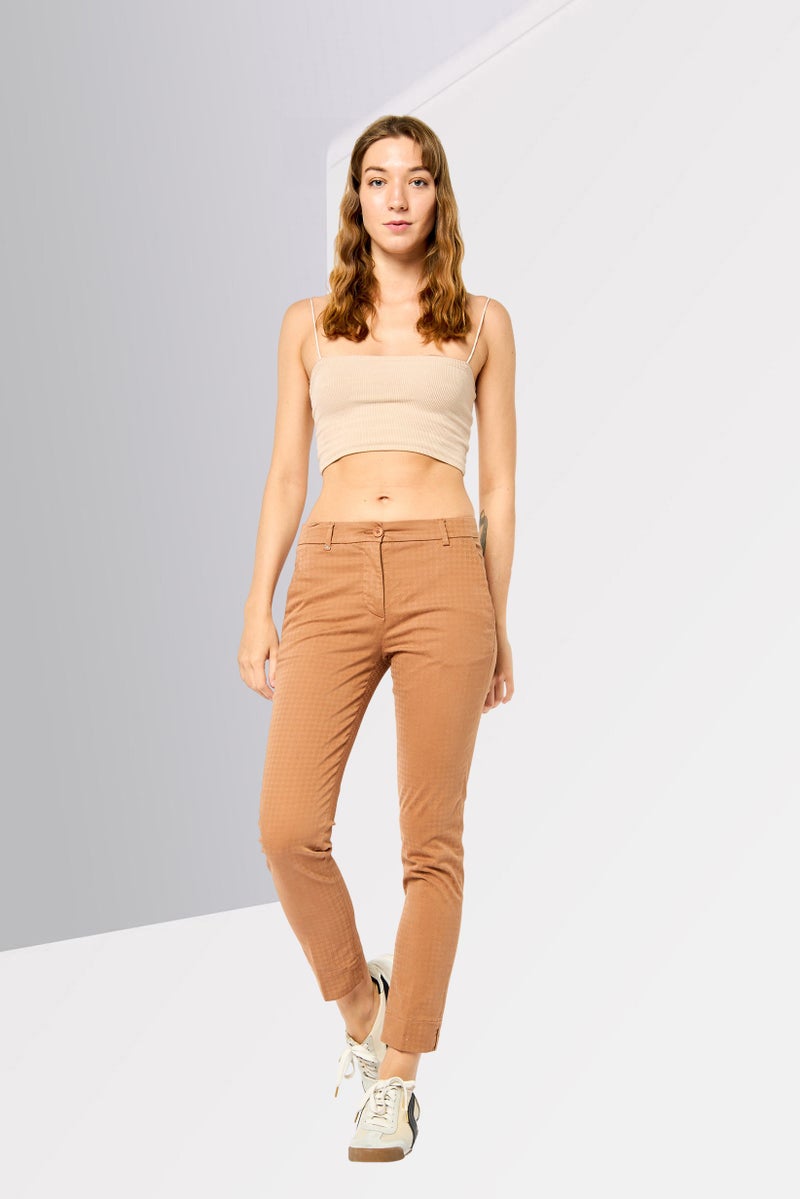 Harmont & Blaine Women Regular Houndstooth Straight Pants, Tan  - Image 2