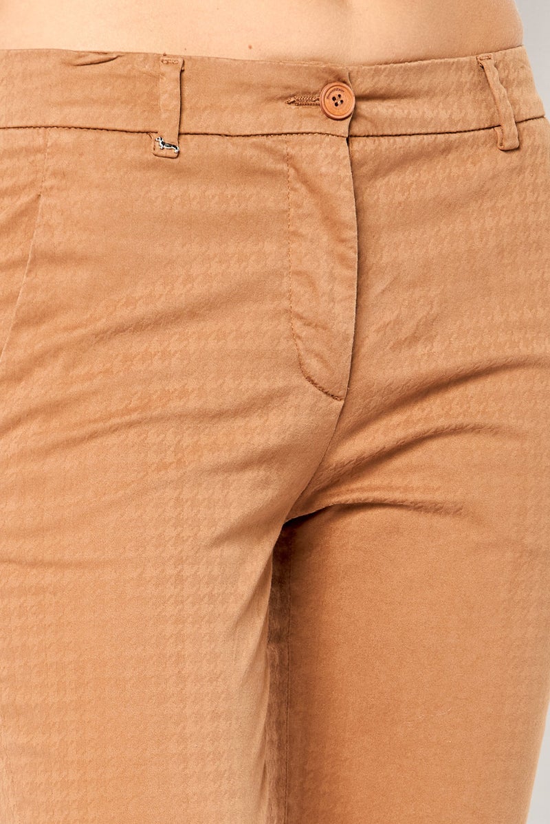 Harmont & Blaine Women Regular Houndstooth Straight Pants, Tan  - Image 3