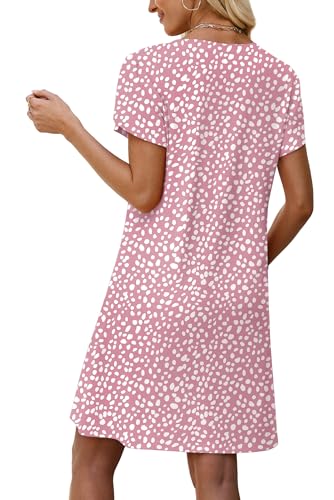 OFEEFAN Pink Dress Baby Shower Dress Date Night Wedding Guest Dresses Crew Neck Summer Dresses for Women Pink Print 2XL - Image 5