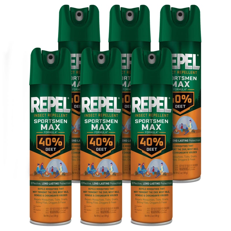 Repel Insect Repellent Sportsmen Max Formula 40% DEET 6.5 Ounces, Aerosol, 6 Pack - Image 1