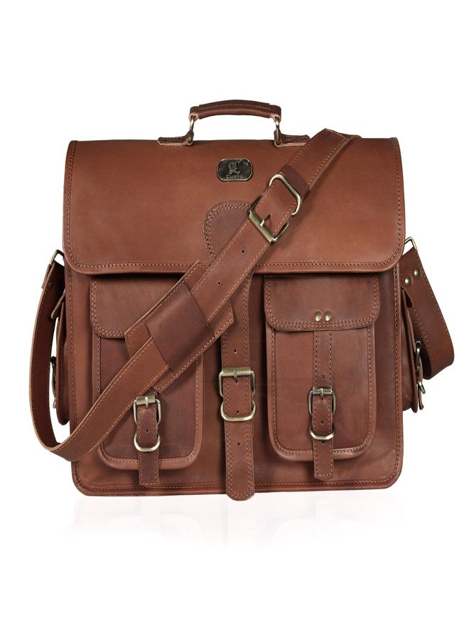 HLC 18 Inch Buffalo Leather Laptop Briefcase for Men Vintage Handmade Leather Messenger Bag for Work, Travel & Business - Rustic Brown Full Grain” Best Computer Satchel School distressed Bag - Image 2