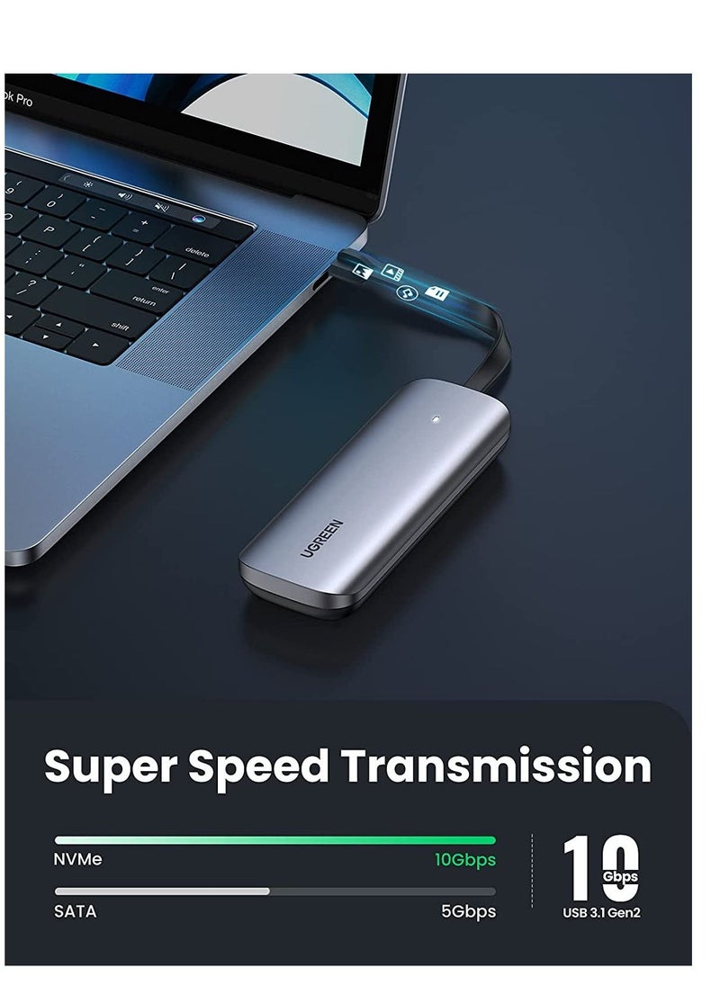 UGREEN M.2 NVMe SSD Enclosure Aluminum USB C 3.1 Gen 2 to M.2 M-Key and (M&B) Key (NVME) SSD External Enclosure Compatible with Samsung MacBook Pro 2230 2242 2260 2280