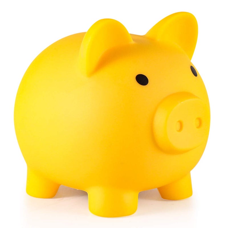 PJDRLLC Piggy Bank Unbreakable Plastic Money Bank Coin Bank for Girls and Boys Medium Size Piggy Banks Practical Gifts for Birthday Easter Christmas Yellow - Image 2