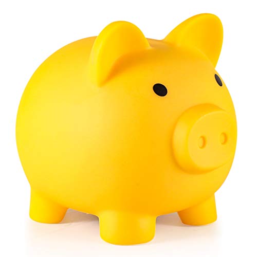 PJDRLLC Piggy Bank Unbreakable Plastic Money Bank Coin Bank for Girls and Boys Medium Size Piggy Banks Practical Gifts for Birthday Easter Christmas Yellow - Image 1