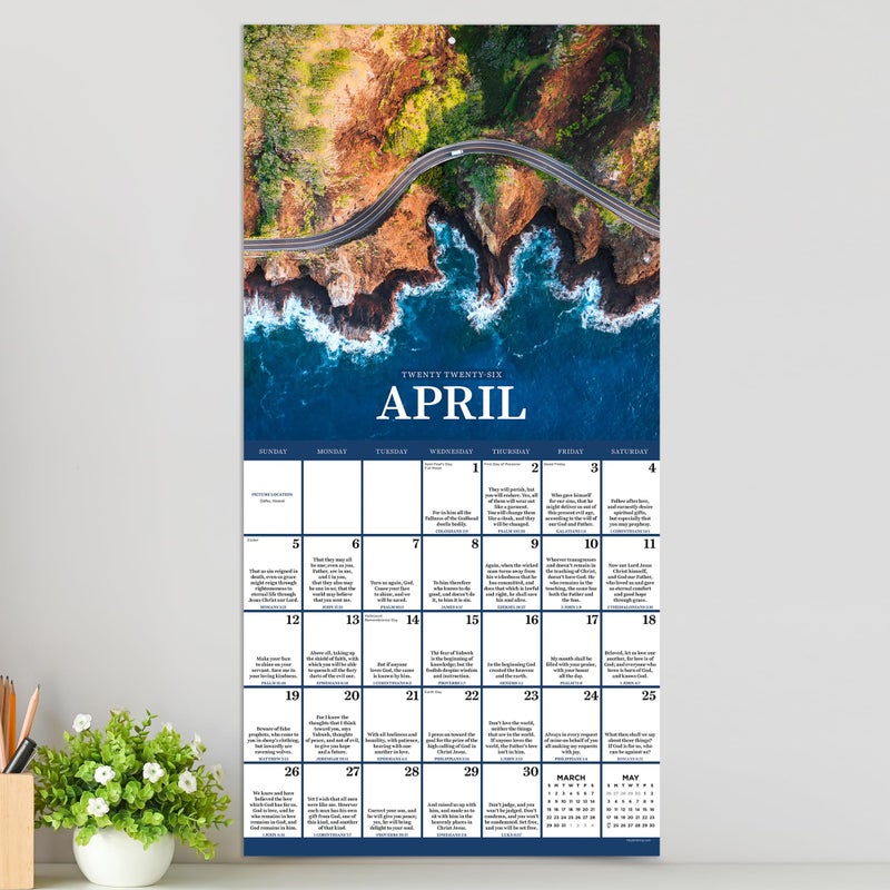 TF Publishing 2026 Daily Verse Wall Calendar - Large Grids for Appointments and Scheduling - Vertical Monthly Wall Calendar 2026 with Premium Gloss Paper for Home and Office Organization - 12x12in - Image 4