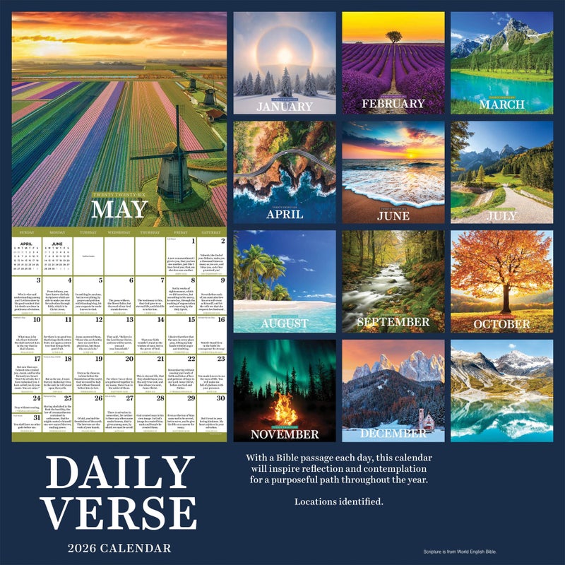 TF Publishing 2026 Daily Verse Wall Calendar - Large Grids for Appointments and Scheduling - Vertical Monthly Wall Calendar 2026 with Premium Gloss Paper for Home and Office Organization - 12x12in - Image 3