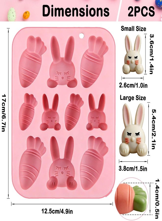 Wavlakth 2 Pack Easter Silicone Chocolate Mold, 20 Cavities Easter Bunny Carrot Candy Molds Rabbit Gummy Mould Carrot Ice Cube Tray for Easter Chocolate Jello Baking Bath Bombs Resin Candle Soap Cupcake Topper - Image 2