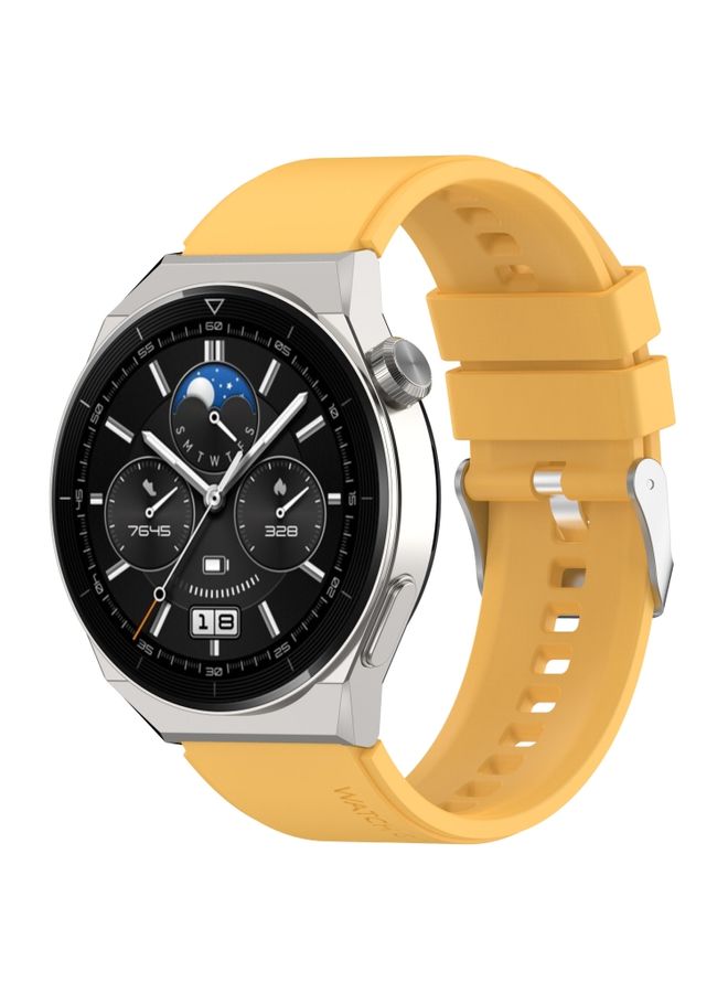 Replacement Strap For Huawei Watch GT2 Pro / GT2e 22mm Protruding Head Silicone Strap Silver Buckle Yellow