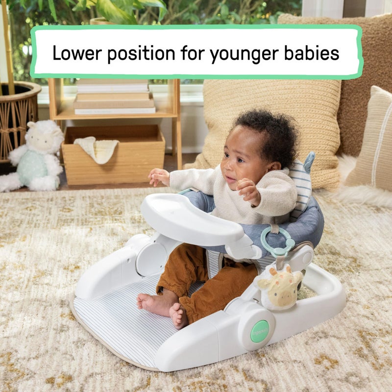 Ingenuity Prop Spot Learn-to-Sit Floor Seat for Baby, Removable Tray, 2 Linkable Toys, Tummy Time Mat, Unisex, for Ages 4-12 Months - Casi - Image 2