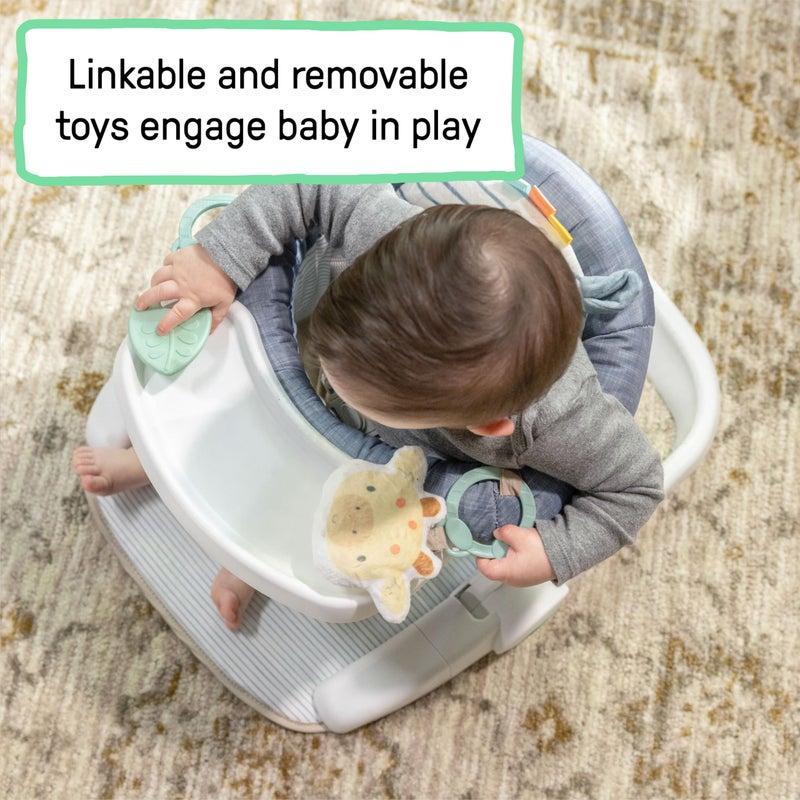 Ingenuity Prop Spot Learn-to-Sit Floor Seat for Baby, Removable Tray, 2 Linkable Toys, Tummy Time Mat, Unisex, for Ages 4-12 Months - Casi - Image 4