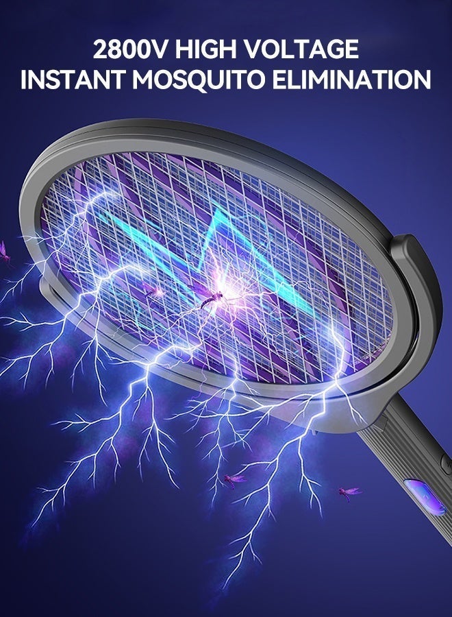 Yaqeen Mosquito Racket 4 in 1 Mosquito killer Electric Bat with Extendable Handle and 180° Rotating Head, Rechargeable Fly Swatter with UV Mosquito Trap 2800V Instant Kill, Type C Bug Zapper with 5 Layer Safety Mesh for Indoor Outdoor Use - Image 3