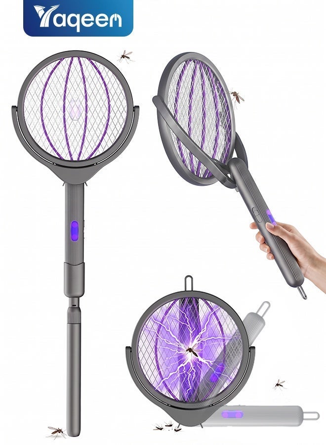 Yaqeen Mosquito Racket 4 in 1 Mosquito killer Electric Bat with Extendable Handle and 180° Rotating Head, Rechargeable Fly Swatter with UV Mosquito Trap 2800V Instant Kill, Type C Bug Zapper with 5 Layer Safety Mesh for Indoor Outdoor Use - Image 1