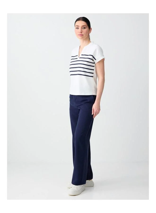 Jimmy Key Navy Normal Waist Regular Leg Knit Long Pants.