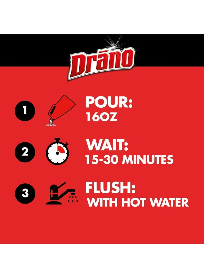 Drano Max Gel Drain Cleaner 32oz Powerful Clog Remover for Bathroom Sink, Shower & Toilet Fast-Acting Gel Unclogs Hair Soap Grease Safe Pipe Cleaner Heavy Duty Drain Opener - Image 4