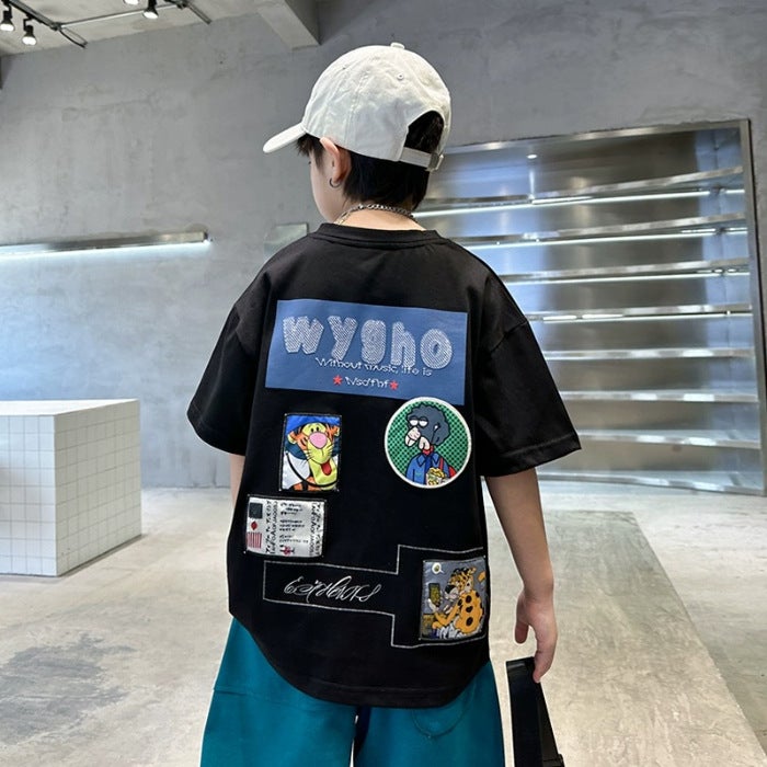 Children'S Pure Cotton Short-Sleeve T-Shirt 2026 New Model Summer Fashion Round Neck Trendy T-Shirt For Boys - Image 1