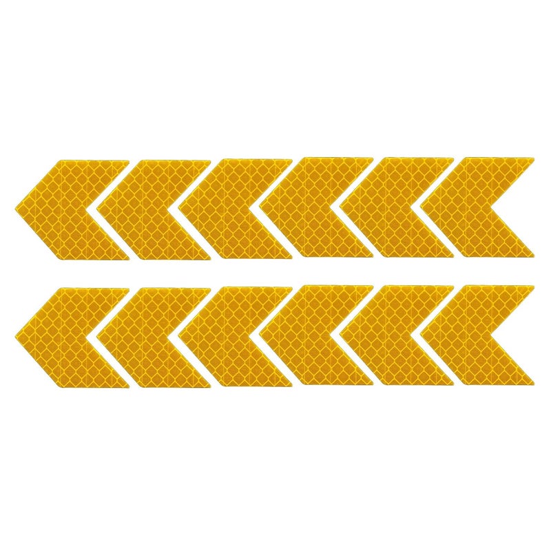 Buylogy® (Yellow) 12 pcs Reflective Safety Warning Stripe Stickers Arrow Decals Car Trunk Rear Bumper Guard Body Stickers - Image 2
