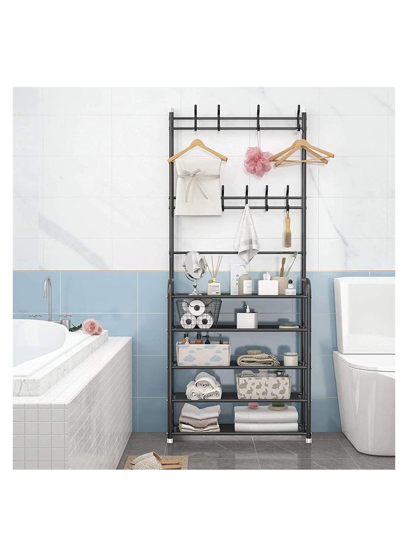 Yameem Multipurpose 5-Tier Shoe Rack With 8 Hanging Hooks - Image 3