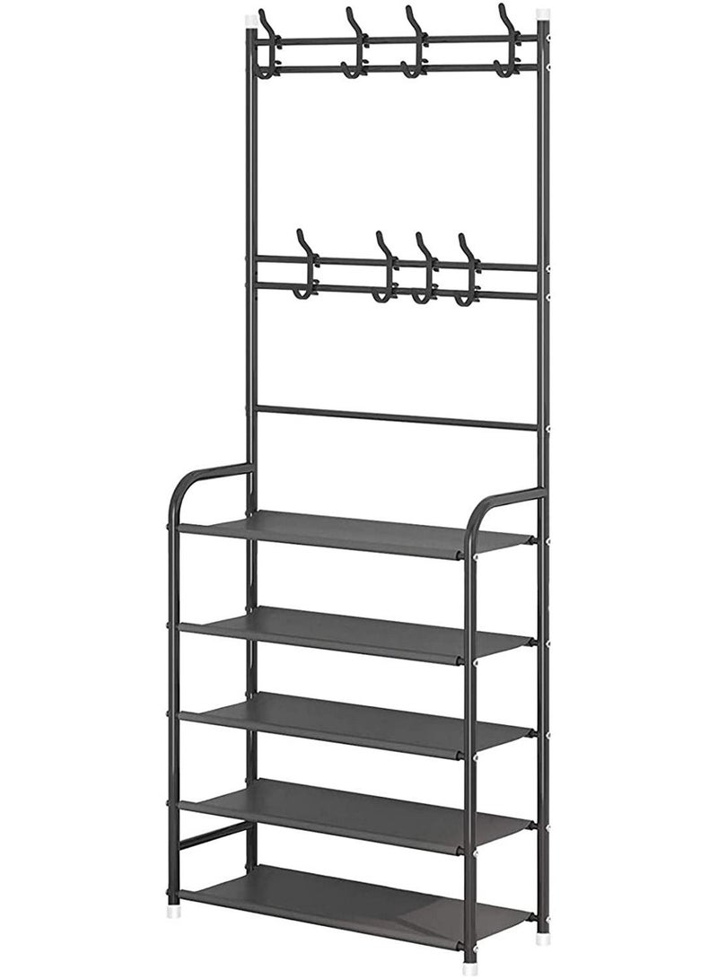 Yameem Multipurpose 5-Tier Shoe Rack With 8 Hanging Hooks - Image 4