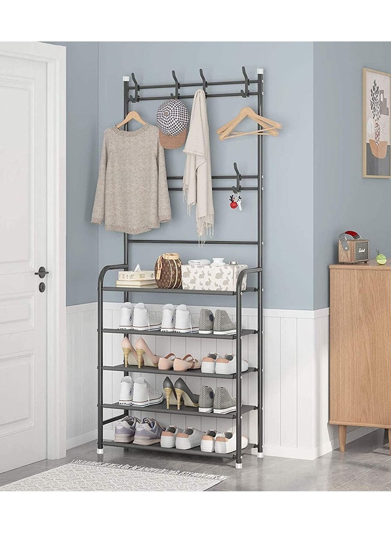 Yameem Multipurpose 5-Tier Shoe Rack With 8 Hanging Hooks - Image 5