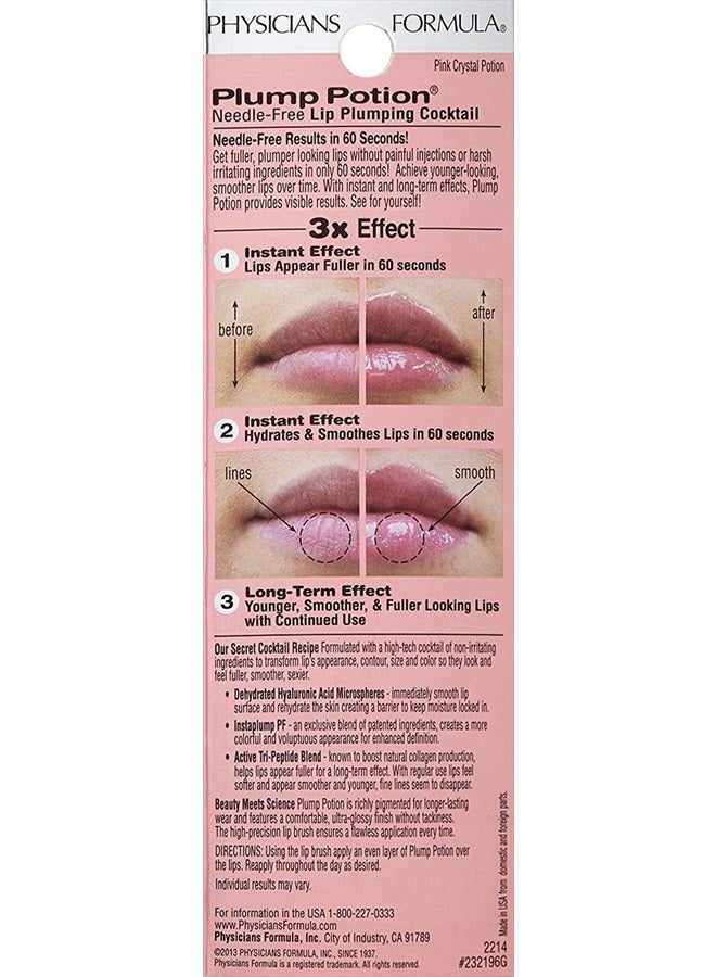 Physicians Formula Lip Plumper Gloss By Physicians Formula Plump Lip Potion Needle-Free Lip Plumper Gloss Cocktail Shade Extension, Pink Crystal Potion, Lip Enhancer, Fuller Lips  - Image 3