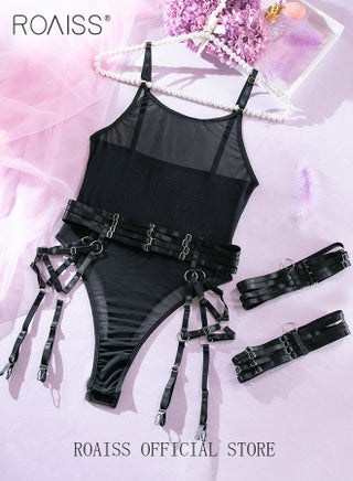 Mesh Yarn Corset Lingerie Set for Women Straps Splicing Tie up Underwear Suit with Garters Tighten Waist Belt for Ladies Girls Breathable and Skin Friendly Slim Fit Bodysuit - pzsku/Z95CF756854C1784853CFZ/45/1746231598/dcb85adb-d137-4f4e-a21d-985dcab74f73