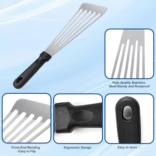 HANWRAPS Fish Spatula,Stainless Steel Fish Turner,Flexible Metal Spatula for Flipping Fish,Eggs,Crepes, Steaks,Burgers and Baking,Rust-Proof & Corrosion-Resistant,3.1"x 12" - Image 3