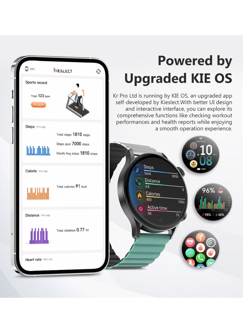 كيسلكت - سمارت كول ووتش KR برو LTD ، 1.43 بوصة HD AMOLED دينامية AOD عرض / 24H مراقب الصحة / 100 نمط الحركة / سوار مزدوج ( فضي ) - Image 1