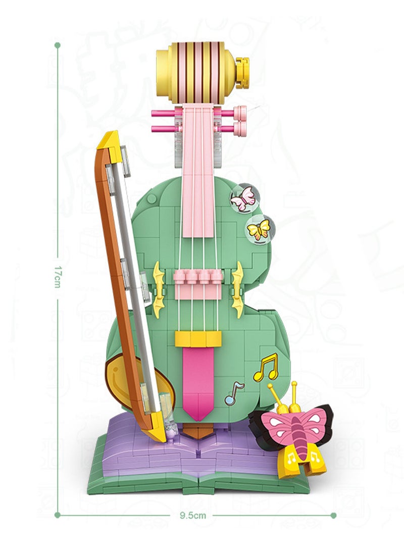 505pcs Green Violin Model Set Building Blocks Creative Diy Simulation Collection Building Assembly Children'S Toys Home Decoration - Image 2