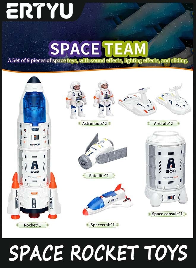 ERTYU Large Space Rocket Toys for Kids,Spaceship Playset for Boys,Shuttle Toy with Astronaut Figure and Rover,Educational STEM Outer Space Adventure,Spaceship Toys Gift for 3-8 Year Old Boy Girl - Image 2