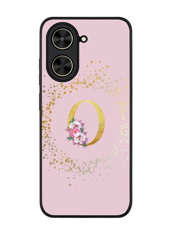 Stylizedd For Xiaomi Poco C71 / Redmi A5 4G Case,Slim fit Camera Protection, Shockproof Thin Phone cover  - Custom Monogram Floral - O  (Pink )