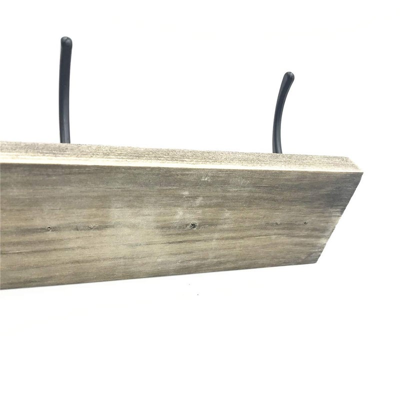 Sageme Wall Mounted Coat Rack, Wooden Entryway Vintage Rustic Coat Rack Hat Hanger Rack Zinc die-cast 4-Hook Rail for The Entryway, Bathroom, Bedroom, Kitchen, Mudroom Pinewood Alloy 4-Hook - Image 5