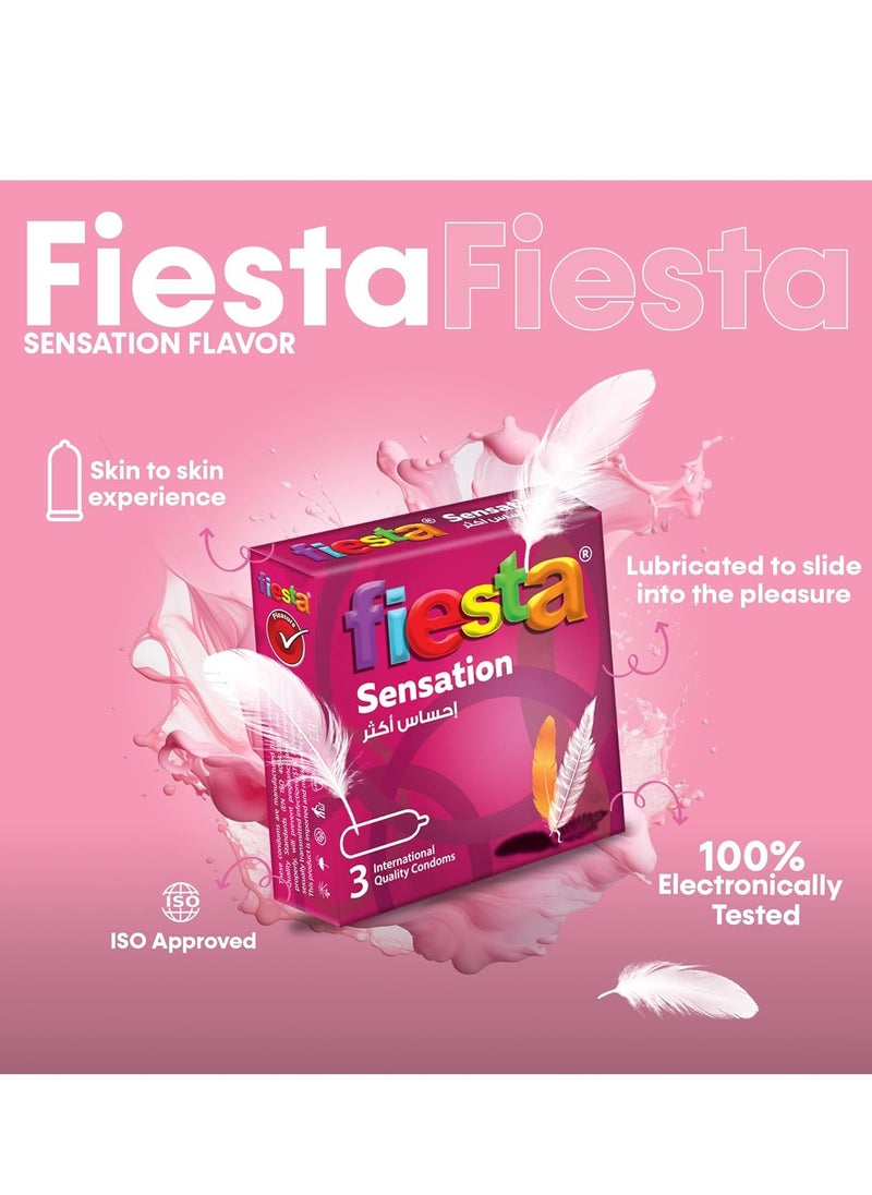 FIESTA - Fiesta Sensation Condoms - Ultra Thin For Maximum Feeling - 4 Packs Of 3 Condoms - Image 1