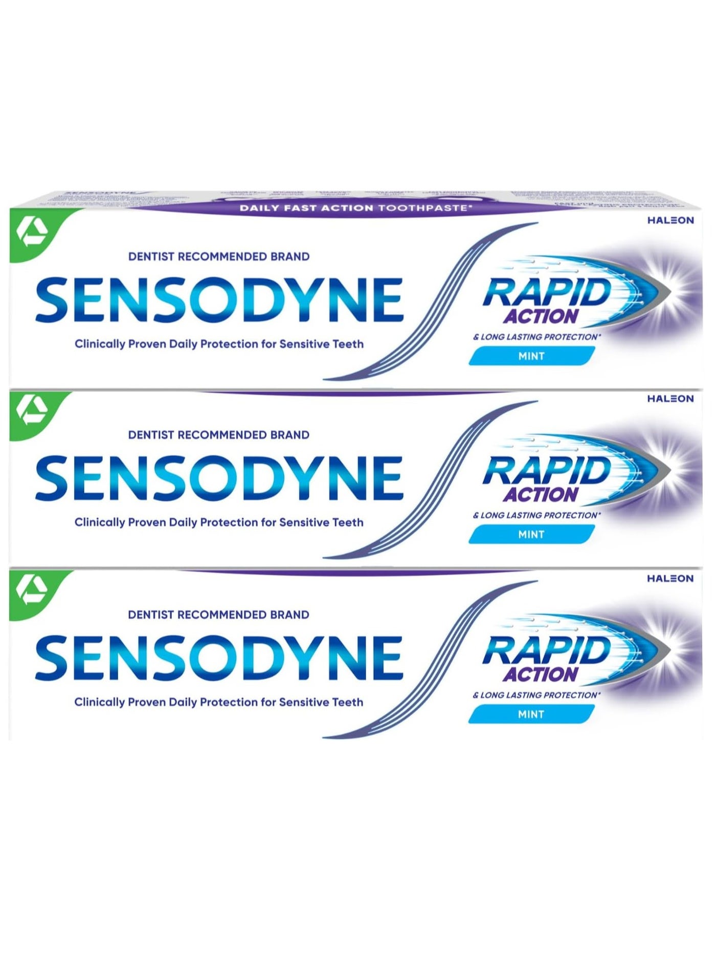 Sensodyne Rapid Action Toothpaste, Long Lasting Protection, 75ml, Pack of 3