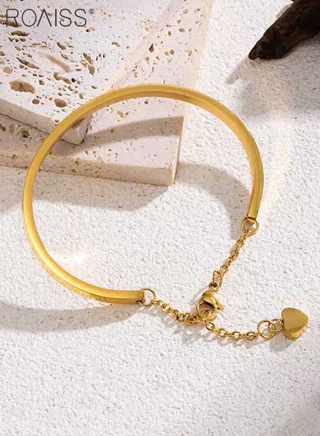رويس سوار نسائي من الفولاذ المقاوم للصدأ على شكل حرف C، سوار أنيق وبسيط على شكل قلب، مقاس قابل للتعديل، سوار كاجوال ومتعدد الاستخدامات مناسب للارتداء اليومي - Image 2