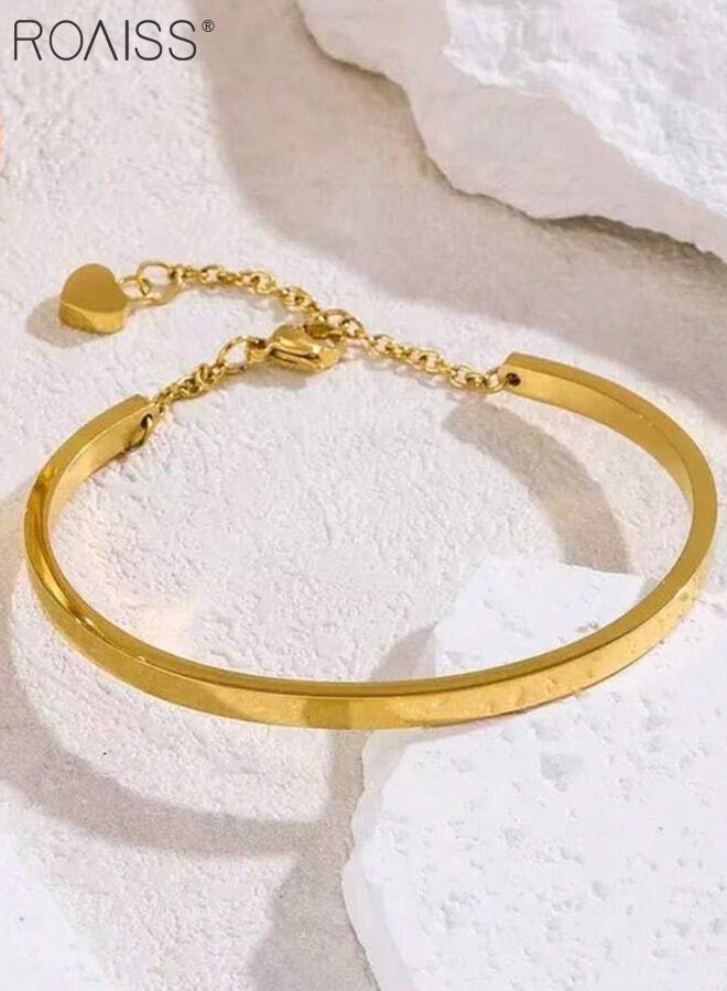 رويس سوار نسائي من الفولاذ المقاوم للصدأ على شكل حرف C، سوار أنيق وبسيط على شكل قلب، مقاس قابل للتعديل، سوار كاجوال ومتعدد الاستخدامات مناسب للارتداء اليومي - Image 3