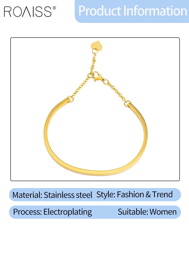 رويس سوار نسائي من الفولاذ المقاوم للصدأ على شكل حرف C، سوار أنيق وبسيط على شكل قلب، مقاس قابل للتعديل، سوار كاجوال ومتعدد الاستخدامات مناسب للارتداء اليومي - Image 5