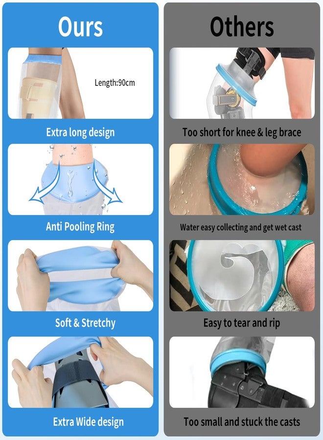 SUPERNIGHT Waterproof Extra Wide Full Leg Cast Cover for Shower, Extra Large Cast Protector for Shower Leg Adult, Shower Boots for Leg Knee Ankle Foot Wound after Surgery, Reusable - Image 5