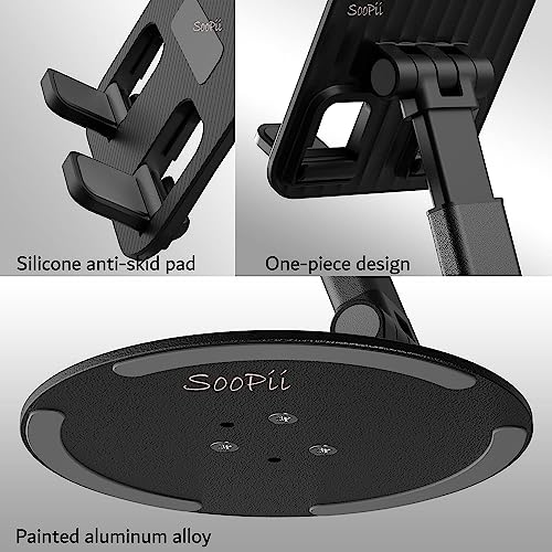 SOOPII Desktop Premium-A Quality Rotatable Cell Phone Stand Holder for Desk Foldable iPhone Stand for Desk Height Adjustable Phone Holder Portable Desktop Stand for All Mobile Phone & Tablet 4-10'' - Image 4