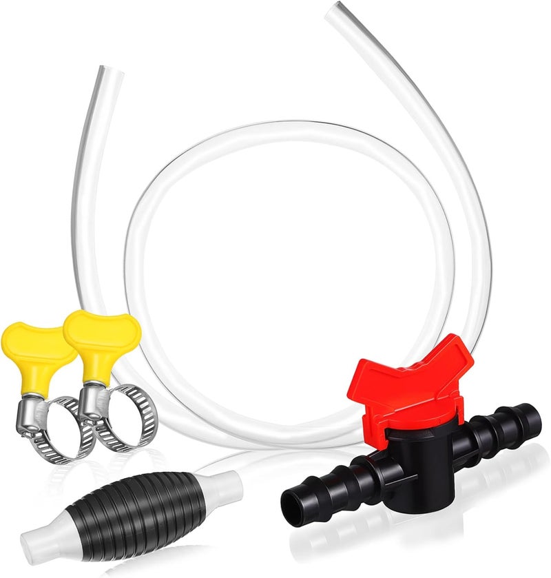Healifty Manual Fuel Transfer Pump with Hose and Stainless Steel Clamps Portable Gasoline Siphon Hand Pump for Oil Water and Gasoline Easy Operation No Power Needed Plastic and Construction - Image 1