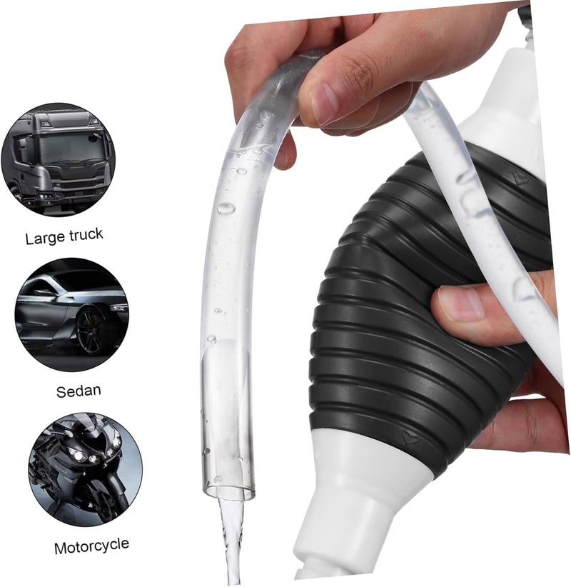 Healifty Manual Fuel Transfer Pump with Hose and Stainless Steel Clamps Portable Gasoline Siphon Hand Pump for Oil Water and Gasoline Easy Operation No Power Needed Plastic and Construction - Image 3