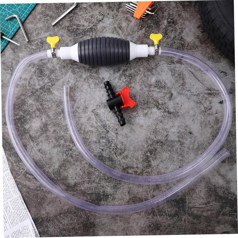 Healifty Manual Fuel Transfer Pump with Hose and Stainless Steel Clamps Portable Gasoline Siphon Hand Pump for Oil Water and Gasoline Easy Operation No Power Needed Plastic and Construction - Image 5